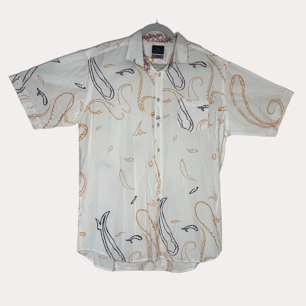 Thomas Dean TD Button Front Shirt Mens Paisley XL bv